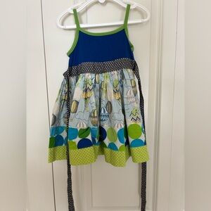 Kpea blue tank hot air balloon dress size 2T. Summer, colorful